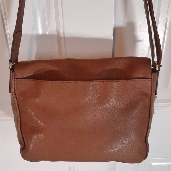 Fossil Peyton Double Flap Crossbody Bag Tan Brown Leather - Picture 7 of 16